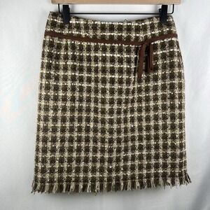 Easy Pieces New York Women Brown Acrylic Polyester Skirt Size 6 Petite Bow‎